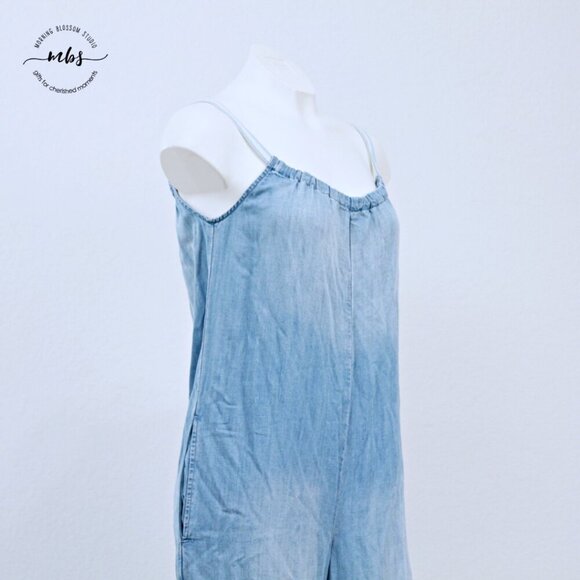 Cloth & Stone Chambray Sleeveless Side Slit Wide Leg Jumpsuit Blue Women XS - Picture 8 of 15